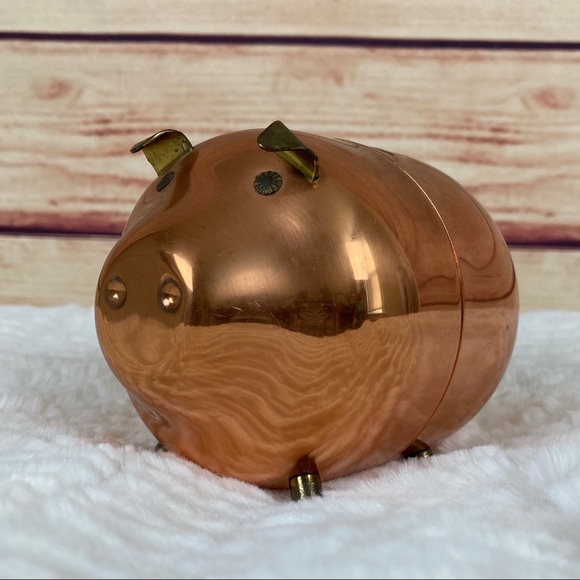 Vintage Copper Piggy Bank Coppercraft Guild Brass